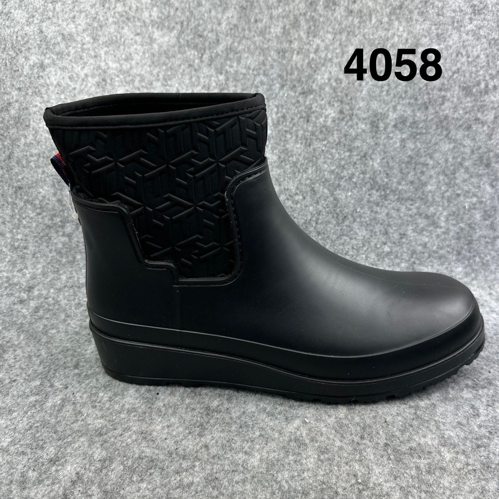 Tommy Hilfiger Benio Black Faux Fur Lined Rain Boots Womens 10M TWBENIO